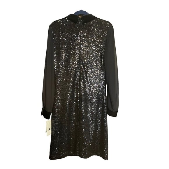 Julia Jordan Black Sequin Sheath Long Sleeve Cocktail Party Event Dress, Size 6 - Picture 5 of 8